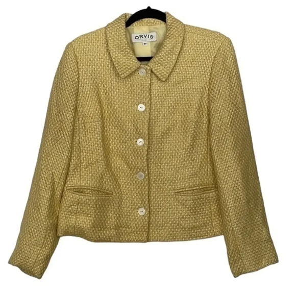 Orvis‎ Yellow Cropped Blazer Size 8 - Picture 1 of 4